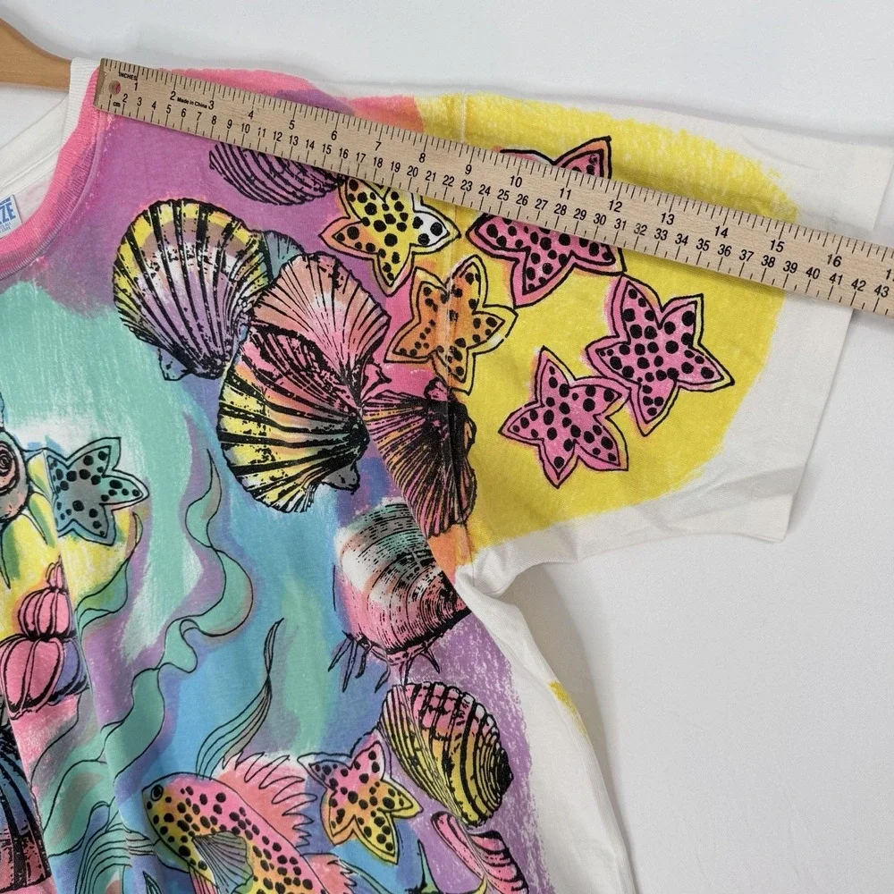 Vintage 90's‎ Freeze Tag Tropical Fish Coral AOP All Over Print T Shirt one size